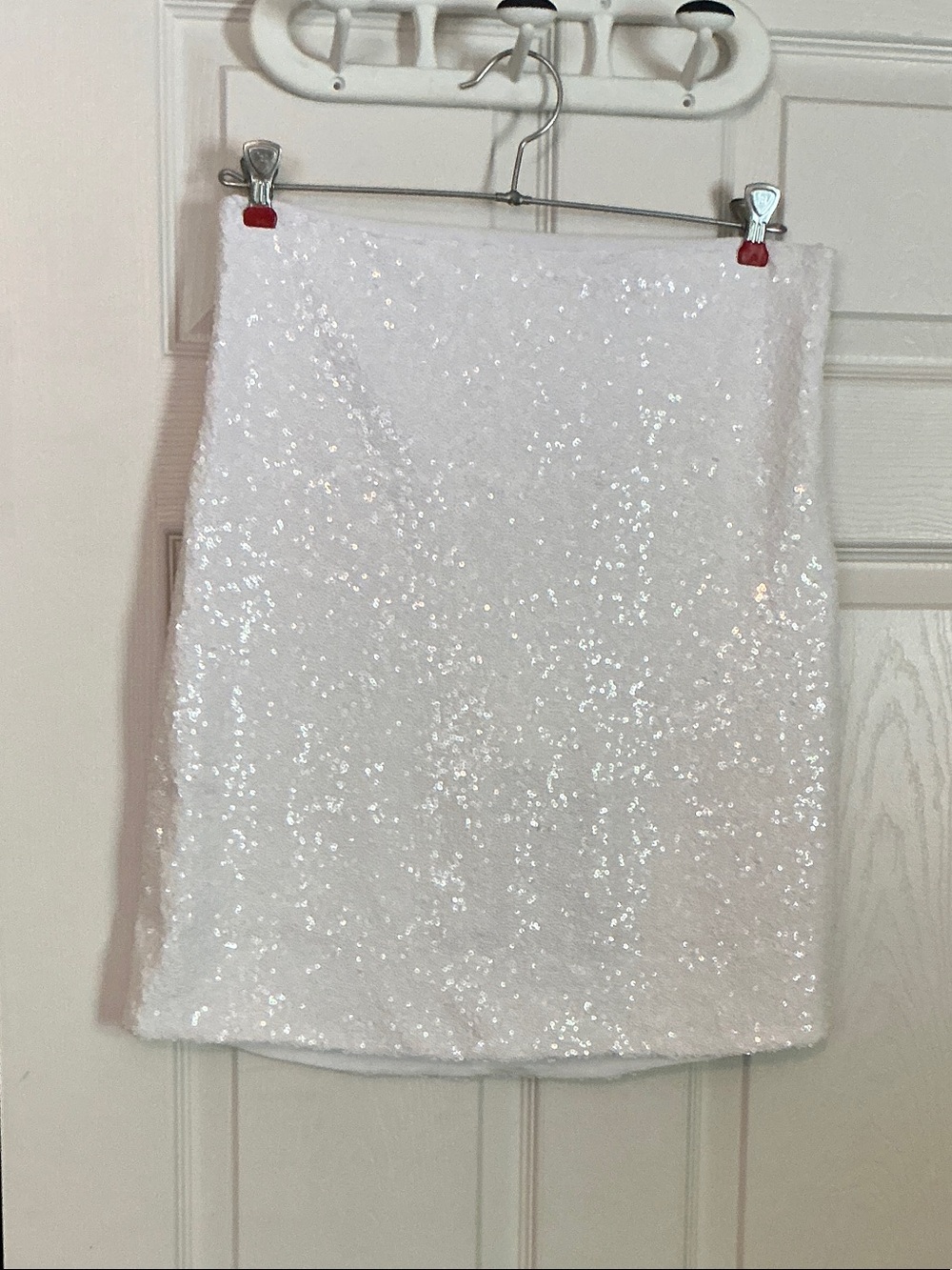 White Sequin Pencil Skirt - Elegant Party Pencil